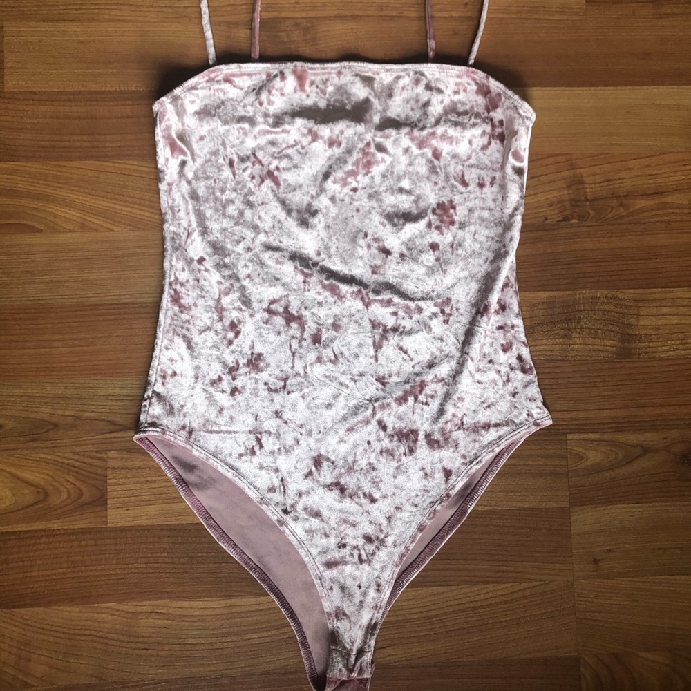 Pink velvet bodysuit